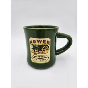 JOHN DEERE Farm Tractor Coffee Tea Mug Green Ceramic Cup Power Farmer